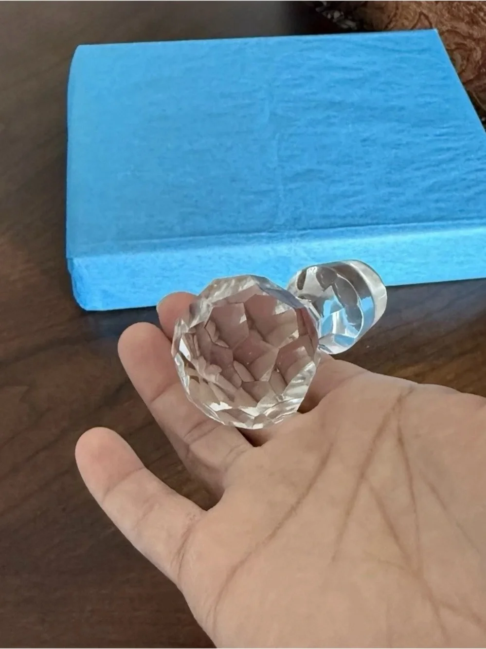 Vtg. Round Prism-Style Lead Crystal Faceted Decanter Stopper Approx 3”x1”